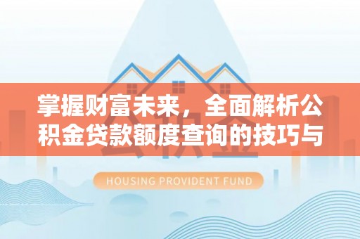 昭化掌握财富未来，全面解析公积金贷款额度查询的技巧与策略
